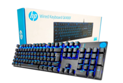 TECLADO GAMER MECANICO HP GK400F USB PRETO LED AZU