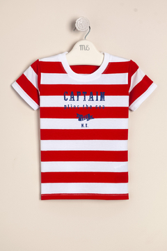 Remera rayada con estampa Captain Articulo: 43142598E