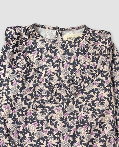 BLUSA DE VIYELA ESTAMPADA CON VOLADO ART CANTONIA - comprar online