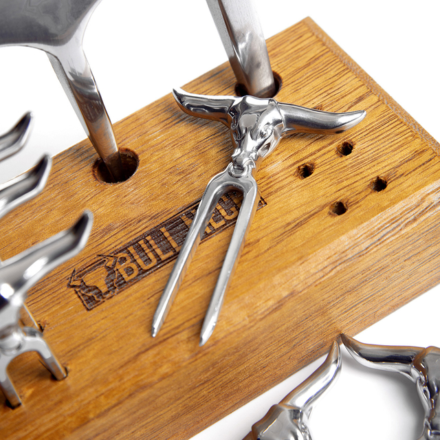 Bull Neck BBQ Kit - Trident Fork + 6 forks for finger food - Bull Neck Brasil