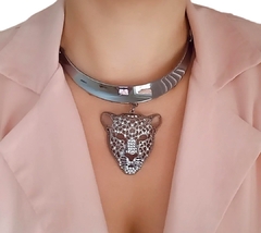 Colar Choker Onça grafite