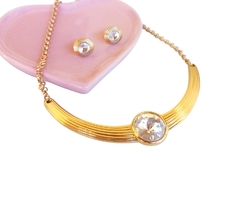 Colar e Brinco Glam ouro com Pedra Rivoli - comprar online