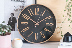 Reloj De Pared Analogico Bronce Con Negro 30cm Diam