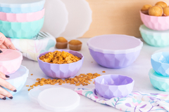 Set De 3 Bowls Con Tapa De Silicona Colores Pasteles - Baz Art Home