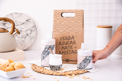 Set Ideal Regalo Mate + Azucarera + Yerbera Beige cebra con Packaging