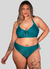 Biquíni Plus Size Verde sem Bojo com Amarração e Proteção UV