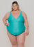 Maiô Plus Size com Proteção UV e Decote V Verde