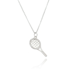 950 Sterling silver gold or rhodium plated sparkly tennis racket necklace
