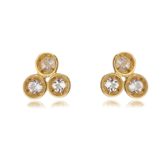 18K Gold trio of 1,10mm white sapphires earrings