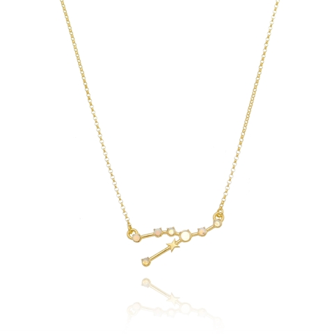 Lab-Created Opal Zodiac Taurus Necklace 10K Yellow Gold 18