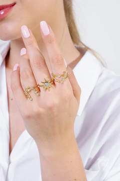 18k Gold Sun Ring with white Sapphire or Diamond - Lily Silvestre - Joias personalizadas e exclusivas