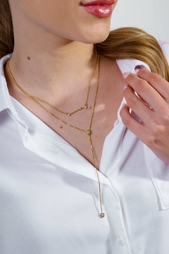 18k Gold Tiny Sun Tie Necklace with white Sapphires or Diamonds - Lily Silvestre - Joias personalizadas e exclusivas