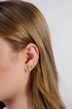 18k Gold tiny Star Piercing earrings with white Sapphires or Diamonds - Lily Silvestre - Joias personalizadas e exclusivas