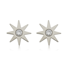 18k Gold Sun earrings with white Sapphires or Diamonds - buy online