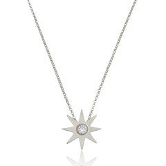18k Gold Sun pendant with white Sapphire or Diamond - buy online