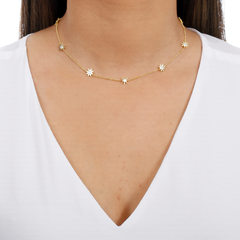 18k Gold tiny Suns choker with white Sapphires or Diamonds on internet