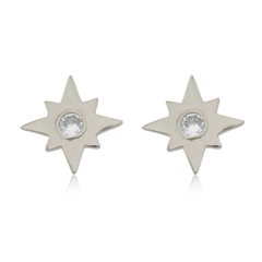 18k Gold Star earrings with white Sapphires or Diamonds - buy online