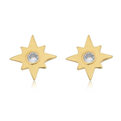 18k Gold Star earrings with white Sapphires or Diamonds