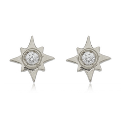 950 Sterling Silver or Gold plated tiny star piercing earrings