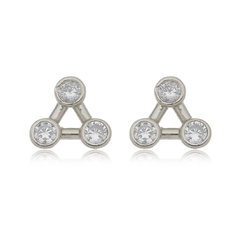 18k Gold Three Sisters earrings with white Sapphires or Diamonds - buy online