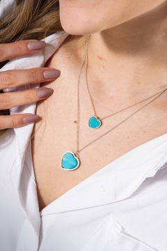 Heart-shaped Turquoise Howlite Necklace - online store