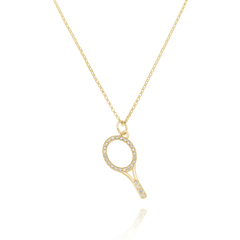 Gold plated cordless Tennis Racket necklace - buy online