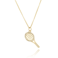 950 Sterling silver gold or rhodium plated sparkly tennis racket necklace - buy online