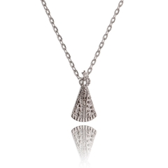 Sterling silver rhodium plated Our Lady of Aparecida necklace