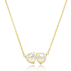 Two quartz crystal hearts necklace - buy online