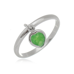 Heart-shaped green jade pendant ring