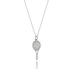 950 Sterling silver gold or rhodium plated handle grip tennis racket necklace