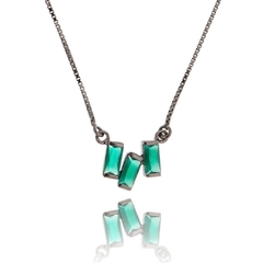 3 Chrysoprase baguettes necklace - buy online