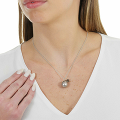 Silver Pearl and smoky quartz necklace - buy online