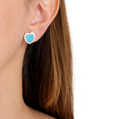 Little-Heart-shaped Turquoise Howlite Earrings - buy online