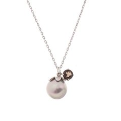 Silver Pearl and smoky quartz necklace - buy online