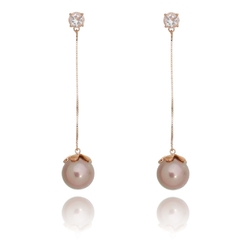 Rose Pearl pendulum earrings with quartz crystal