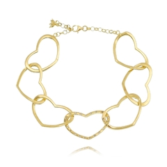 Matte sterling silver heart link bracelet - buy online