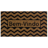 Capacho Fibra de Coco - Estilo Retangular - 60cm x 33cm - Bem-Vindo Zig-Zag Preto - UZOO