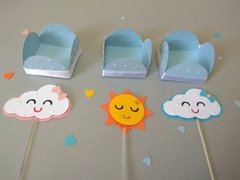 Forminha de doces + toppers - Chuva de amor - 10unid na internet