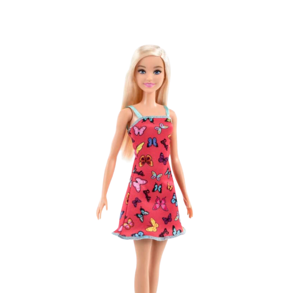 Boneca barbie fashion and beauty vestido preto com estampa rosa mattel