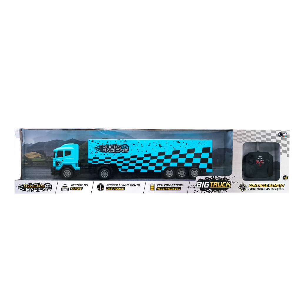 Caminhão - Carreta Controle Remoto - Azul - 20032 - Unik Toys - Real  Brinquedos