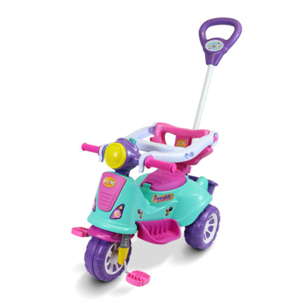 Triciclo Motinha Infantil Encantado Fast com Haste Completo - Pais