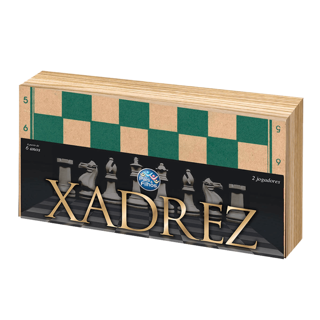 Jogo de Xadrez com Caixa de Madeira - Pais e Filhos