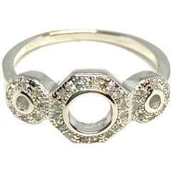 Anillo de plata rodinada triple octogono nro. 14