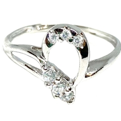 Anillo gota calada con cubics tranparentes engarzados de plata nro. 15
