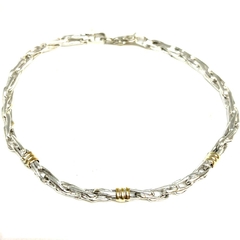 Pulsera espiga de plata y oro
