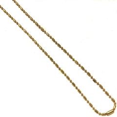 Cadena de barritas y bolitas de acero dorado 1 mm de grosor y 50 cm de largo