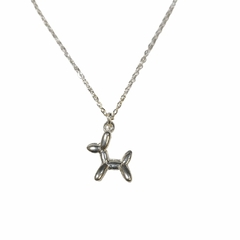 Collar de acero blanco con dije de perrito balloon