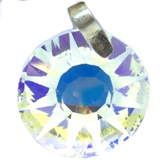 Dije sol cristal austriaco con engarce de plata de 2 cm de diametro