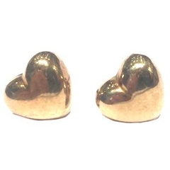 Aros de corazon inflado de plata dorada de 0,8 cm de largo x 1 cm de ancho - comprar online